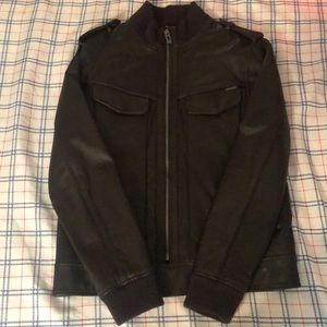 Brown heavy leather Guess jacket hardly worn sz S